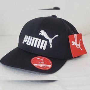 PUMA ORIGINAL BASKETBALL CAP MEN'S STRETCH FIT SIZE S/M BLACK EMBROIDERED LOGO